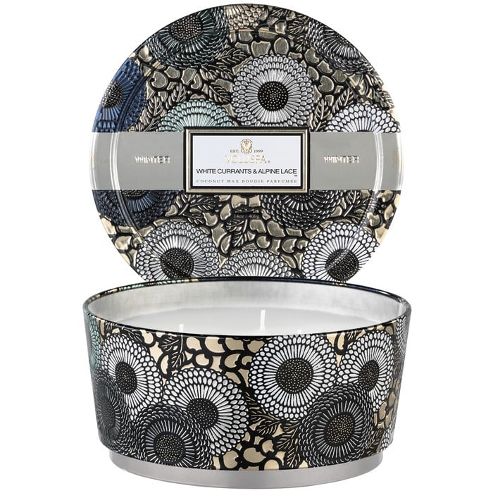 White Currants & Alpine Lace 3 wick - Metallic Tin