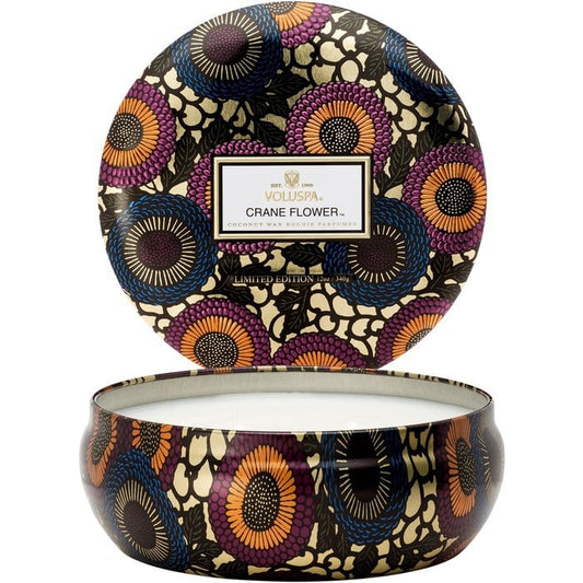 Crane Flower 3 wick - Decorative Tin