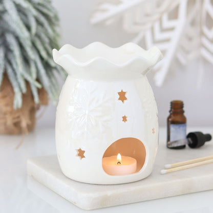 Iridescent White Snowflake Wax & Oil Burner