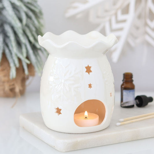 Iridescent White Snowflake Wax & Oil Burner