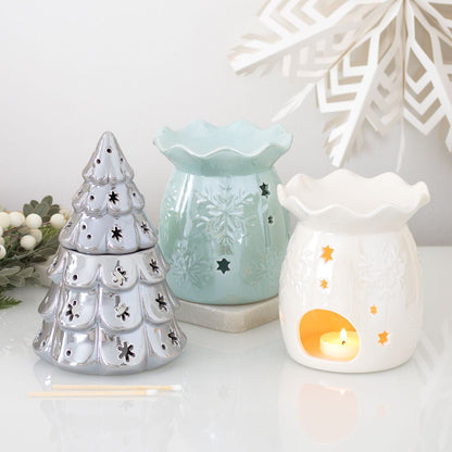 Iridescent White Snowflake Wax & Oil Burner