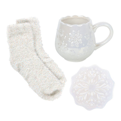 Iridescent Snowflake Mok en Sokken