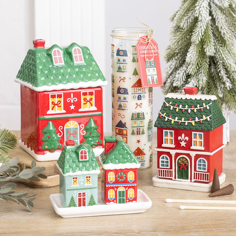 Red Christmas House Wierookkegel Brander