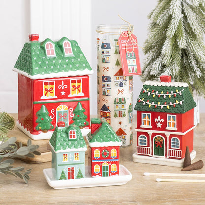 Red Christmas House Wierookkegel Brander